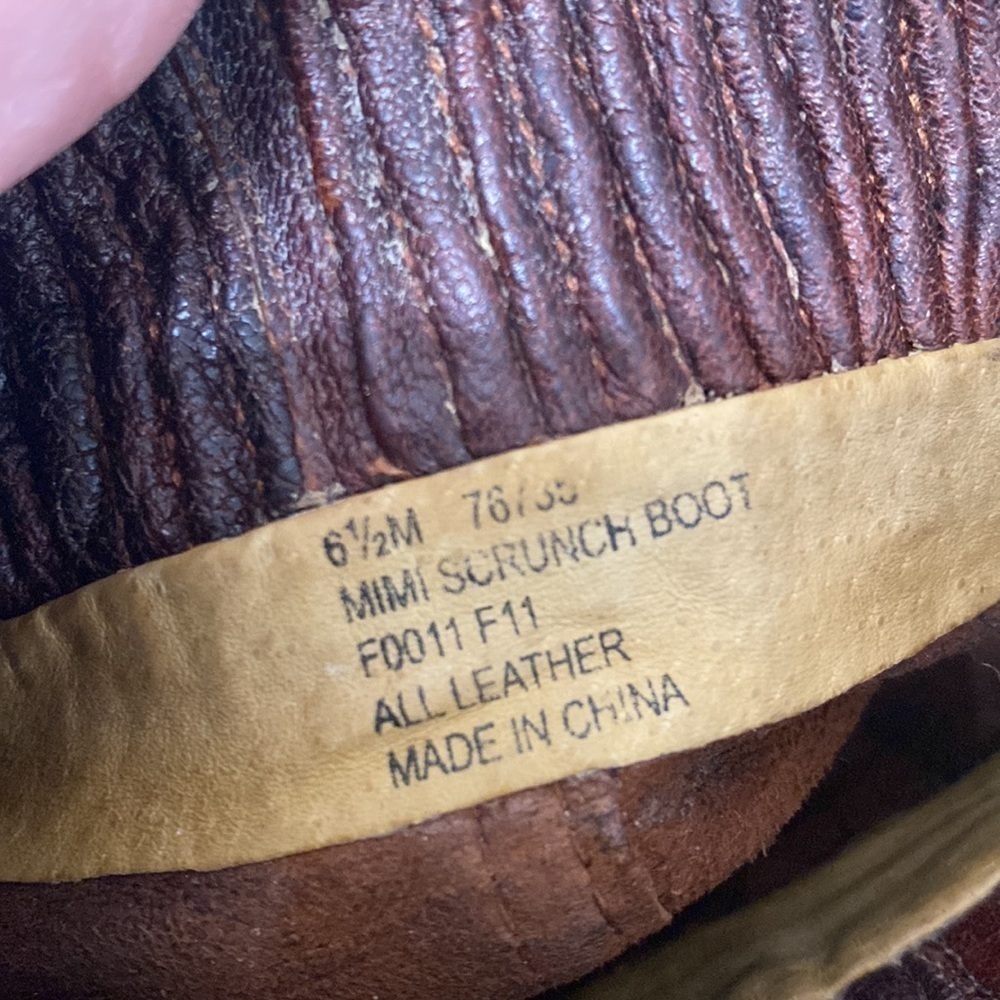 Frye Mimi scrunch boot all leather brown size 6.5 M. - Picture 11 of 16